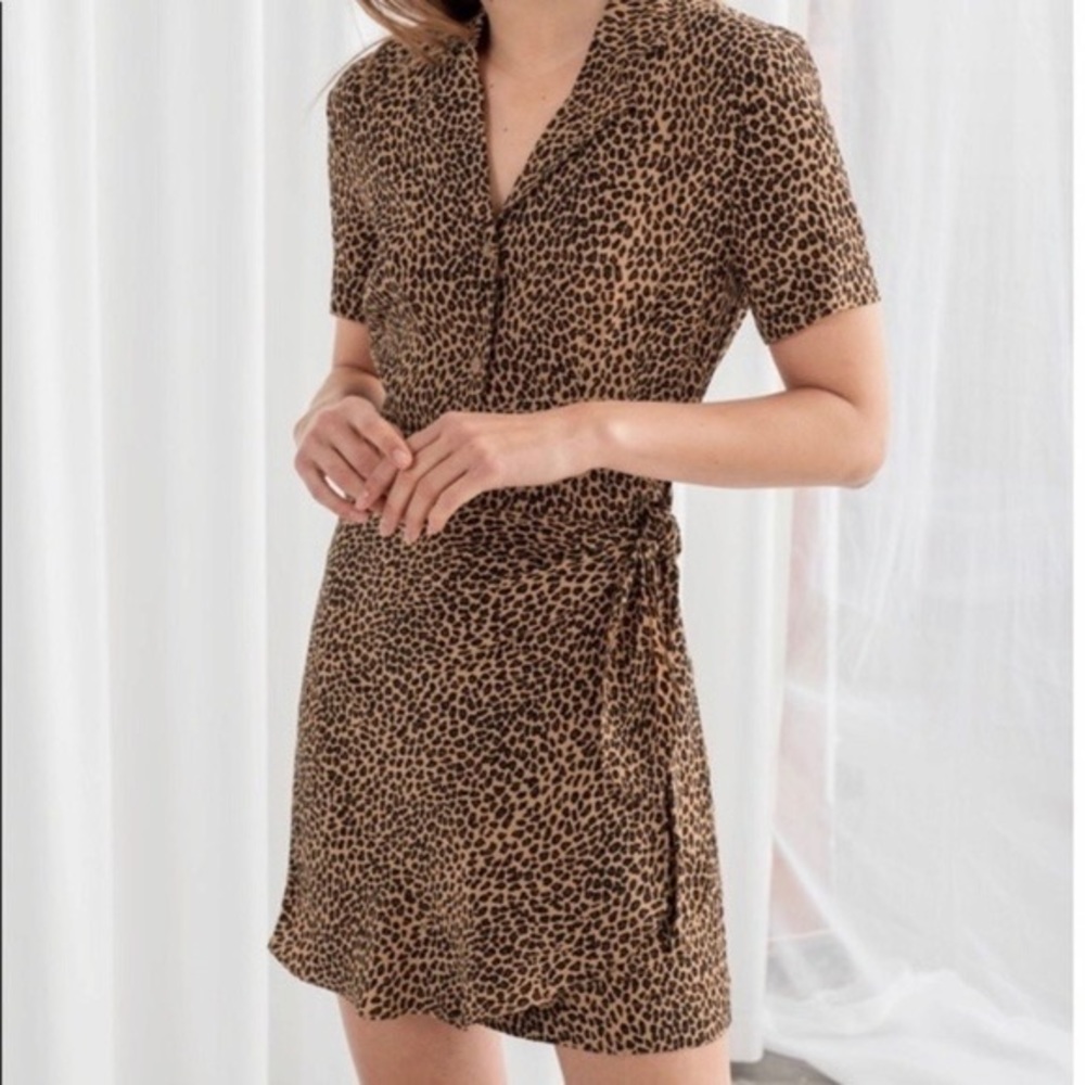 & Other Stories Side Tie Leopard Mini Dress